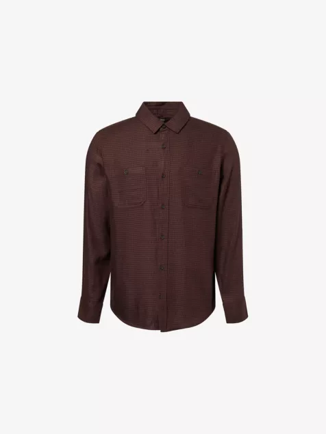 PAIGE Everett Check Long-Sleeve Cotton Blend Shirt