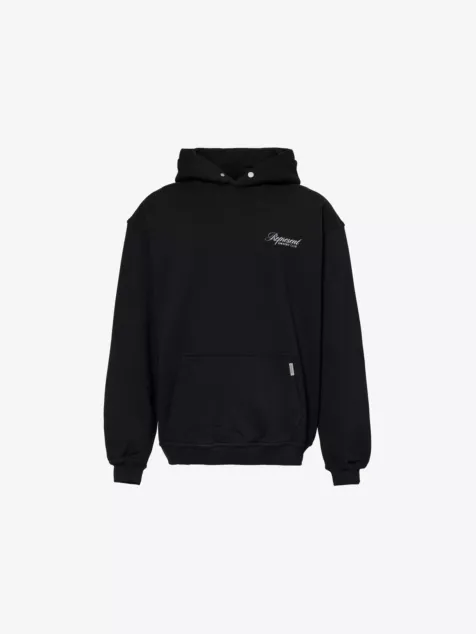 REPRESENT Owners Club Script kangaroo-pocket relaxed-fit cotton-jersey hoody