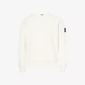 STONE ISLAND Brand-Patch Crewneck Cotton-Fleece Sweatshirt