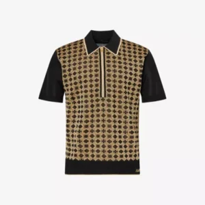 AMIRI Quad Zip Monogram Knitted Polo Shirt