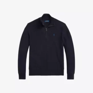 POLO RALPH LAUREN Logo-embroidered half-zip cotton-knit sweatshirt