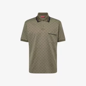 GUCCI Logo-Print Jacquard Woven Polo Top