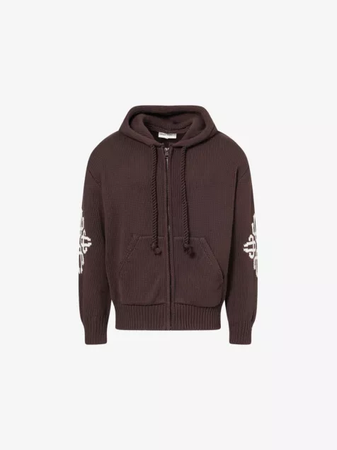 THE COUTURE CLUB Chunky Emblem Two-Slip-Pockets Cotton-Knit Hoody