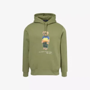 POLO RALPH LAUREN Bear-Print Two-Slip-Pockets Cotton-Blend Hoody