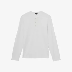 REISS Carmello Grandad-Collar Stretch-Jersey Henley Shirt