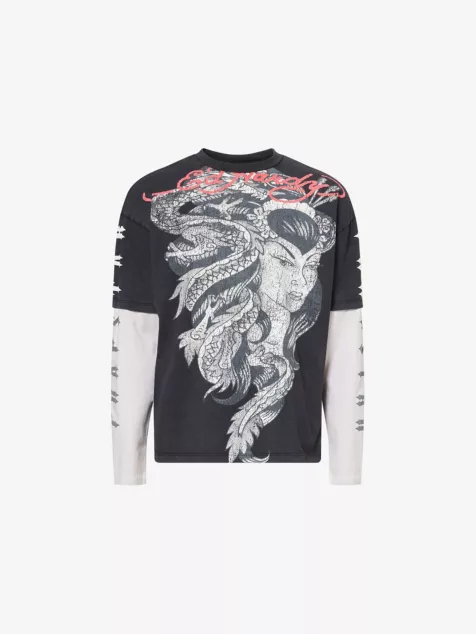 TRAPSTAR Trapstar x Ed Hardy Medusa Long-Sleeves Cotton-Jersey T-Shirt