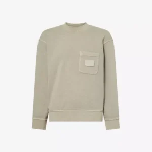 EMPORIO ARMANI Logo-Embroidered Patch-Pocket Cotton-Jersey Sweatshirt