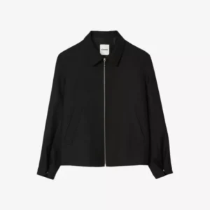 SANDRO Regular-fit zip-up wool-blend jacket