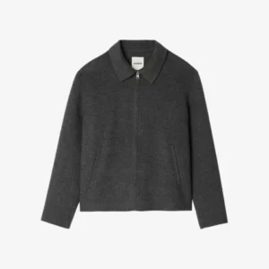 SANDRO Double-faced long-sleeve wool-blend jacket