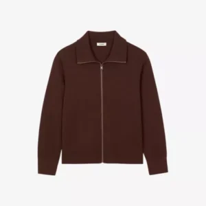SANDRO High-Neck Long-Sleeves Wool Trucker Jacket